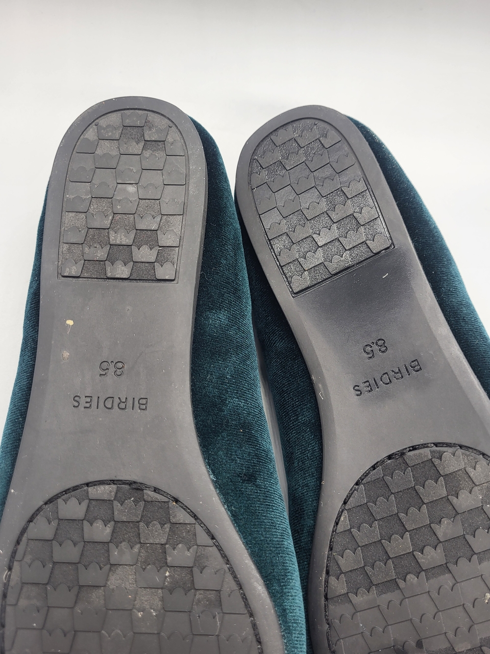 Birdies Teal Velvet Flats with Crystal Bow - Picture 12 of 14